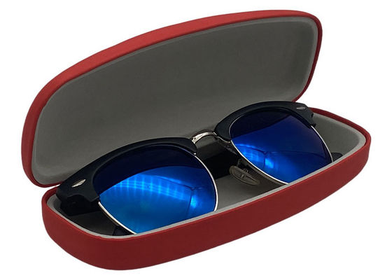 Cute Ladies Clamshell Glasses Case , Red Leather Optical Glasses Case