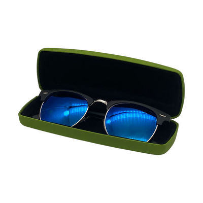 Hard Metal Green Leahter Wrapped Iron 15.8CM Clamshell Glasses Case